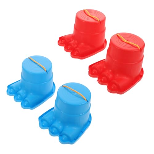 GRIRIW 2 Pairs Funny Stilts with Ropes for Balance and Coordination Plastic Outdoor Plaything for Boys and Concentration Exercise Game Prop Random Color