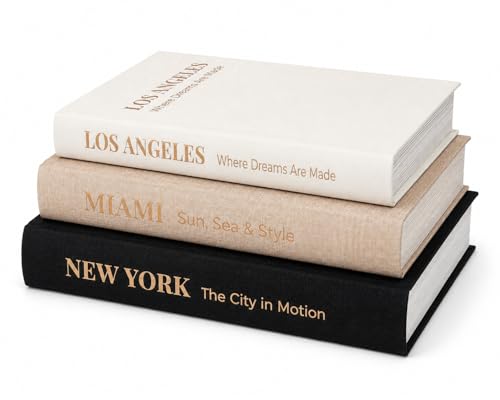 Decorative Book Storage Boxes Set of 3, Linen Faux Books with Hidden Storage, Decorative Coffee Table Books for Home Decor, Stackable Book Box Set for Living Room, Bookshelf, Office & Nightstand