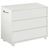 ぼん家具 【完成品】 チェスト スリム 木製 収納 キャスター ローチェスト タンス 3杯 取手左 ホワイトウッド