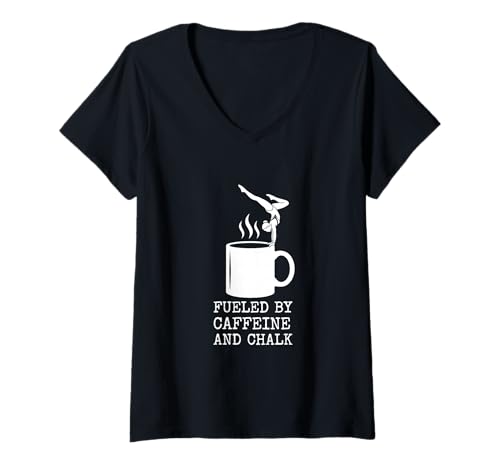 Women's Fueled by Caffeine and Chalk Gymnastics Training V-Neck T-Shirt