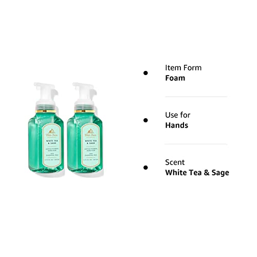 Bath & Body Works Bath And Body Works White Tea & Sage Gentle Foaming Hand Soap 8.75 Ounce 2-Pack (White Sage) 17.5 Ounce #TOP1