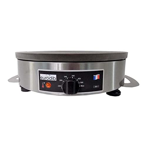 Eurodib CEBIR4110 Krampouz Crepe Maker, Electric, 15-3/4" (40 cm), cast Iron Griddle, Thermostatic Control, Heating Indicator Light, 122° - 572°F (50° - 300°C)