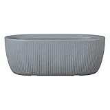 Scheurich Linetto Oval Bowl, Pflanzgefäß/Blumentopf/Pflanzkübel, rund, Farbe: Stony Grey, hergestellt mit recyceltem Kunststoff, 10 Jahre Garantie, für den Außenbereich