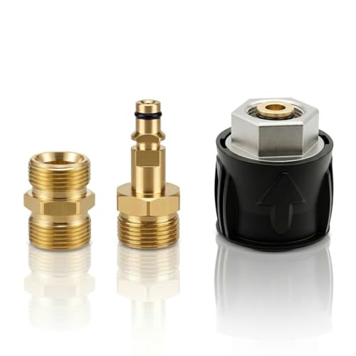 Adaptador Manguito Conexión Rápida M22 14mm para Karcher K2-K7, Juego 3 Piezas, Conversión Pistola Lavadora Alta Presión Hembras/Machos