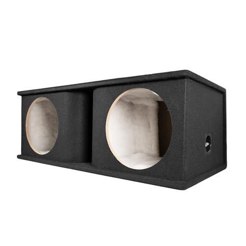 QPower Dual 12 Inch Horn Ported Subwoofer Box Enclosure 5/8 MDF Car Audio Speaker Box 2.0 Cubic Feet Per Sub Vented Design Black Carpet Finish
