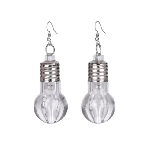 Sparkling LED Light Bulb Drop Dangle Statement Earrings for Women Multi-Colored Colorful Bulbs Light Up Glow in The Dark Hook Hoops Earring Huggie Fashion Christmas Jewelry Gifts Cocktail Party