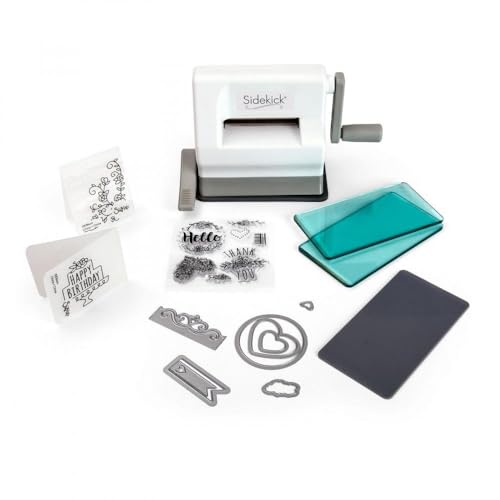 Sizzix Sidekick Starter Kit 661770 Portable Manual Die Cutting & Embossing Machine for Arts & Crafts, Scrapbooking & Cardmaking, 6.35 cm Opening, 2.5" Opening, White by Sizzix - Used condition - US$46.46