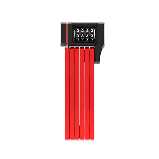 ABUS 87794 - Lucchetto pieghevole Bordo uGrip 5700/80C con supporto, con barre da 5 mm, livello di sicurezza 7 - 80 cm, colore: Rosso
