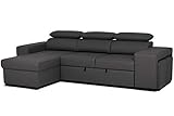 sofa chaise longue piel conforama Hecho en Portugal. Confort24 John Sofá Cama 3 Plazas Chaise Longue Derecha o Izquierda Esquinero Reposacabezas Ajustable 2 Puffs PU Negro