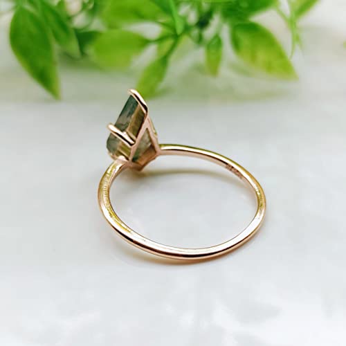 Delicate Natural Moss Agate Ring Kite Shaped Rose Gold Plated Ring Silver Ring Delicate Ring Stacking Ring Promise Anniversary Ring For Women Christmas Gift By Forever Gems & Jewels #TOP5