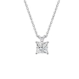 Diamonbliss Sterling Silver Princess Cut Cubic Zirconia Solitaire Necklace (2-carat, White)