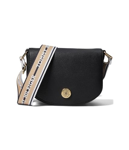 Tommy Hilfiger Bolsa tiracolo feminina Sylvie II com aba, Preto, Small