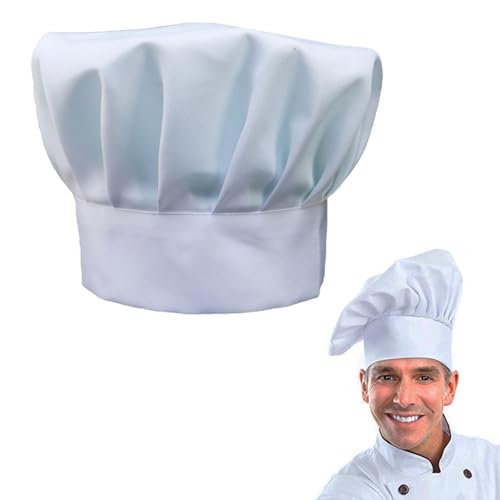 Rakiuty Cappello da Cuoco Unisex, Cappello da Cuoco Regolabile, Cappelli Dello Chef, Bianco