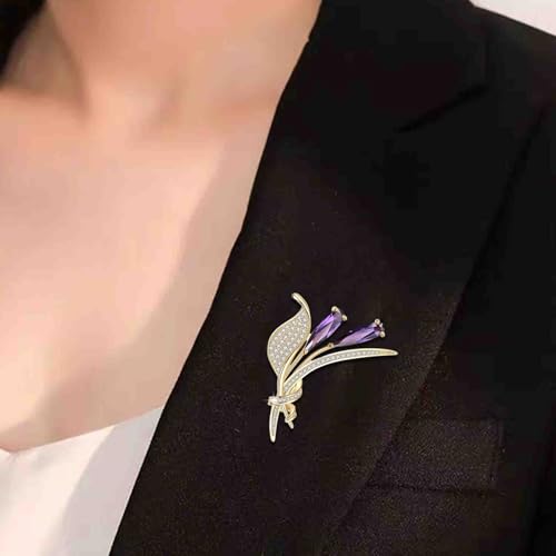 Image of Gold Crystal Flower Leaf Brooches for Womne Elegant Rhinestone Pearl Floral Brooch Pins Fashion Jewelry Brooch pin Accessories for Women Men Gift