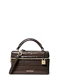 Michael Kors Jana Extra Small Top Handle Crossbody Bag, Gold-Tone Hardware/Crocodile Embossed Leather/Chocolate