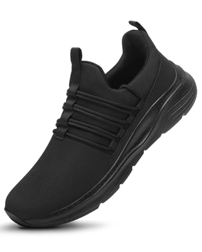 Image of VikoViren Steel Toe Shoes for Men Lightweight Non Slip Work Shoes for Men Puncture Proof Construction Indestructible Slip Resistant Safety Work Sneakers All Black M9