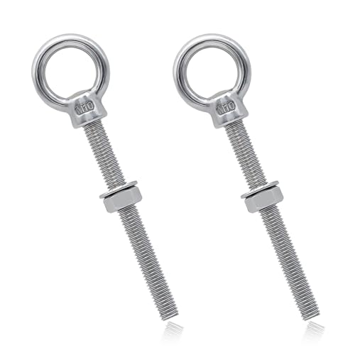 Augenschraube, Ösenschraube Ringschrauben lang M10 x 120mm, Schraubösen Augbolzen Schraubösen Edelstahl für Befestigens und Aufhängung (2 Stück)