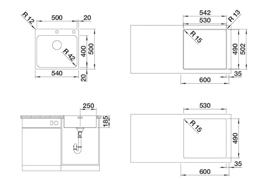 BLANCO SOLIS 500-IF/A | Edelstahl Spüle | Einbauart: Einbau von Oben & Flächenbündig | für 60 cm breite Unterschränke | Widerstandsfähig gegenüber Kratzern | Großes Beckenvolumen