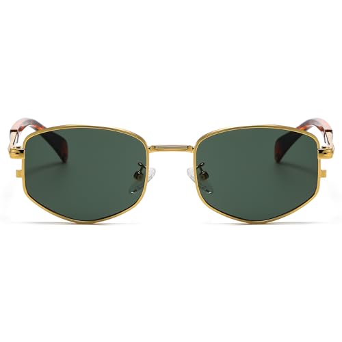Image of LJCZKA Trendy Square Metal frame Sunglasses for Women Men Retro Polygon Sun Glasses Luxury Classic Shades