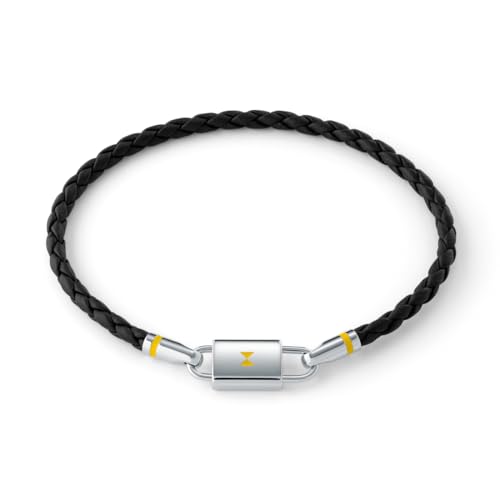 MVMT Men's Jewelry - Fashion Accessory - Stainless Steel Leather Braided Bracelet - Black/Silver