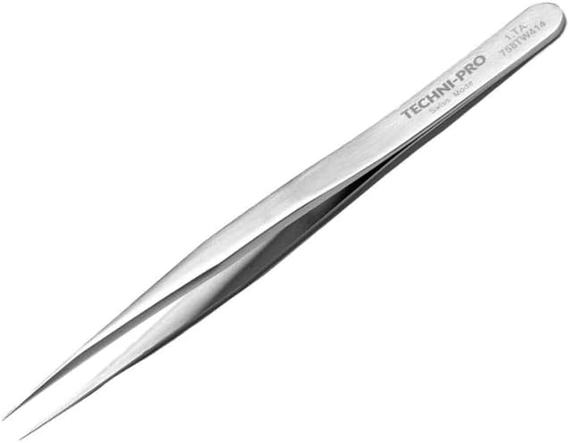 758TW414 - High Precision Tweezers, Style 1, Titanium, Fine, Sharp, 4.7'