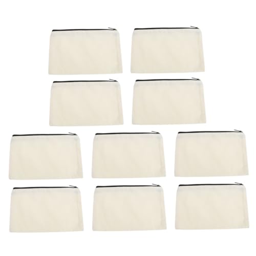 IWOWHERO Bolsa De Maquillaje Cremallera DIY 10 Unidades Tamaño 21x13 Cm Lona Color Natural para Transferencia Térmica Almacenamiento De Viaje Neceser Portátil