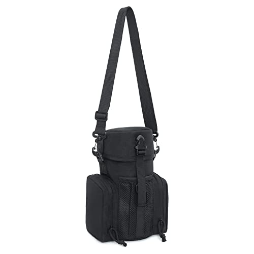 Tactical Molle Water Bottle Pouch Multi-Purpose 128 Oz Buckle Secured Top Water Bottle Holder Bag Hydration Carrier With Shoulder Strap (Coyote) #TOP4