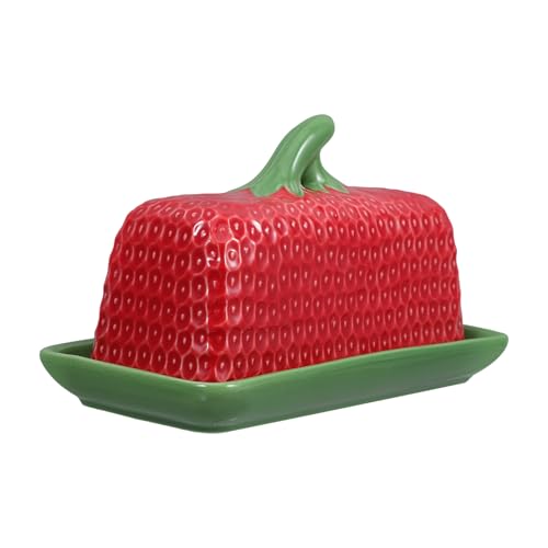 KICHOUSE Mantequera de Cerámica con Tapa Caja Multifuncional para Mantequilla y Queso Bandeja de Almacenamiento para Hogar y Restaurante Diseño Elegante para Mantener Frescura