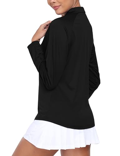 MoFiz Women's Golf Polo Shirt Long Sleeve Collared 1/4 Zip Stretch Soft Athletic Tops for Tennis Hiking & Outdoor Sports3
