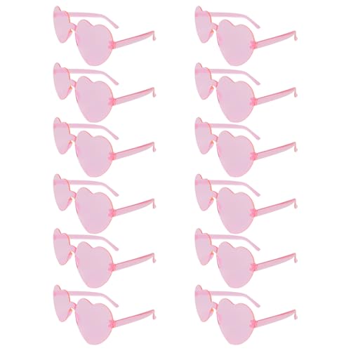 12 Pairs Heart Sunglasses for Women Girl Heart Sunglasses Rimless Fun Trendy Heart Sunglasses Party Favor
