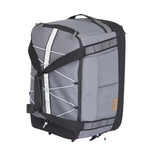 Vincita Voyage B.D.R. 3-in-1 Rear Rack Bag – 37L Backpack, Duffle & Pannier Combo – KLICKfix UniKlip 2.0 Quick Release – Water-Resistant Touring Gear for Folding Bikes. (Grey)