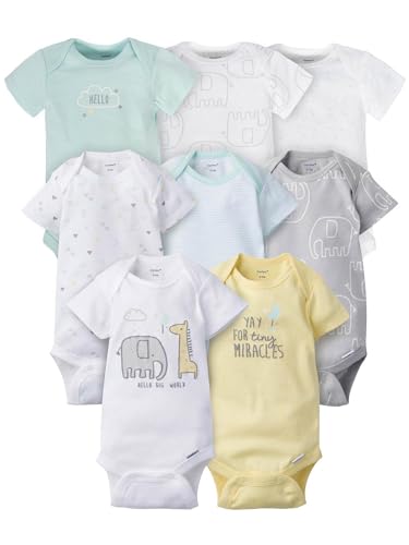 Image of Gerber unisex baby 8-pack Short Sleeve Onesies Bodysuits and Toddler T Shirt Set