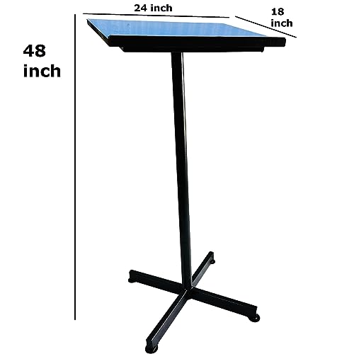 Image of Goyal steel & furniture Professors /Teachers /Podium /Portable /Durable /Strong Lecture Stand Made up of cast Iron Frame with Powder Coated Paint and Blue Wooden top (Blue, Stand with Single Support)