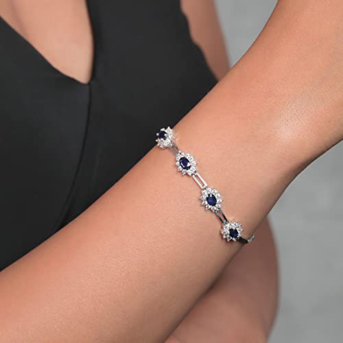 Gem Stone King 2.36 Cttw Simulated Sapphire Tennis Bracelet For Women | 925 Sterling Silver | 7 Inch with 1 Inch Extender | Fine Jewelry Gifts for Her Mom Women Wife4