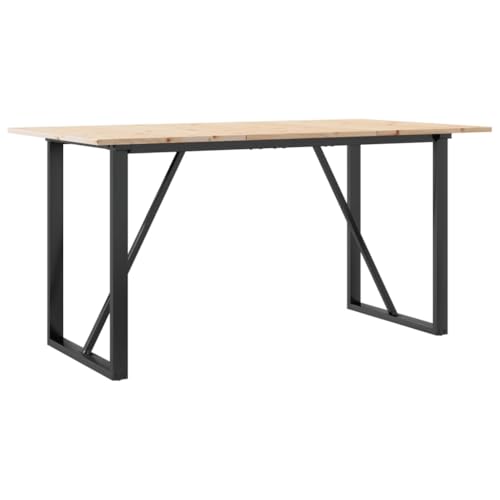 Table à manger en pin massif avec structure en acier robuste de salon