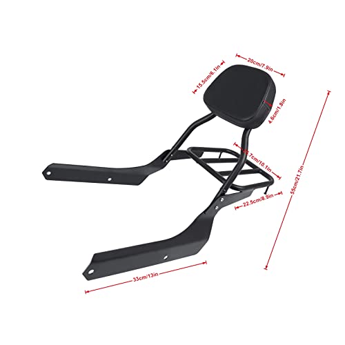 Worldmotop Motorcycle Sissy Bar Backrest Rear Passenger Seat Replacement For Honda Shadow Vt750 Spirit 2007-2018 Vt750 Shadow Phantom 2010-2019 Detachable Backrest (For Vt750-B) #TOP4