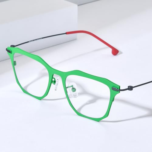 Image of FONEX Pure Titanium Glasses Frame Men Square Magnet Clip On Eyeglasses with Polarized Lens