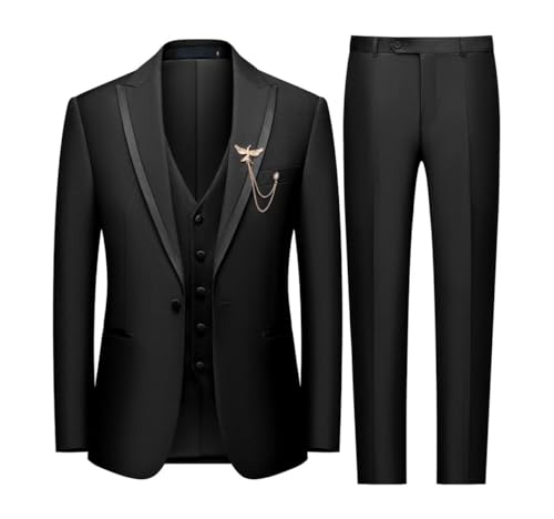 Men's Formal Suit 3-Piece Blazer Vest Pants Set Slim Fit for Weddings Proms Business