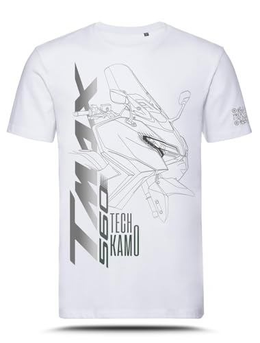 Camiseta con gráfico AZ Graphishop compatible con Yamaha Tmax 2025 Tech Kamo TS-FM-203, Color blanco., L