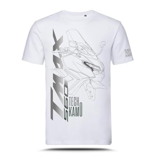 Camiseta con gráfico AZ Graphishop compatible con Yamaha Tmax 2026 Tech Kamo TS-FM-203, Color blanco., L
