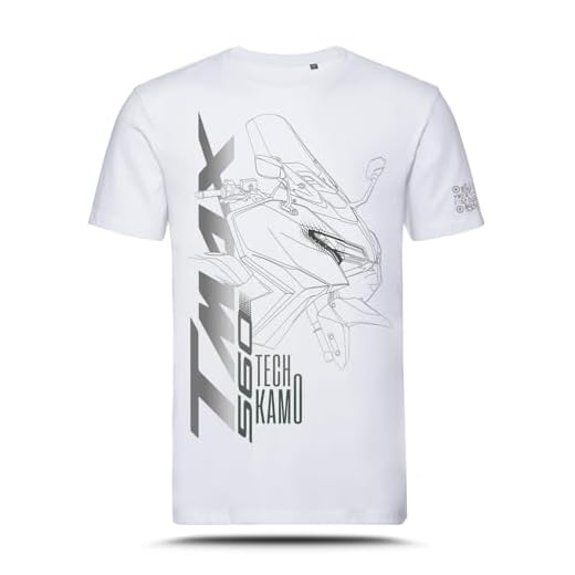 Camiseta con gráfico AZ Graphishop compatible con Yamaha Tmax 2026 Tech Kamo TS-FM-203, Color blanco., L