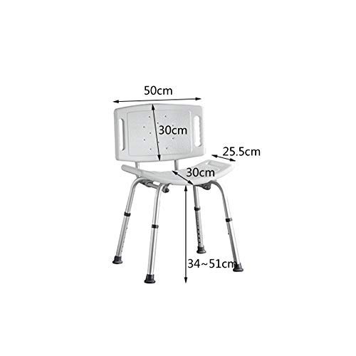 Nivok Bath Stools,Adjustable Height Portable Shower Stool Bathroom Seat With Back Bath Disability Aid #TOP19