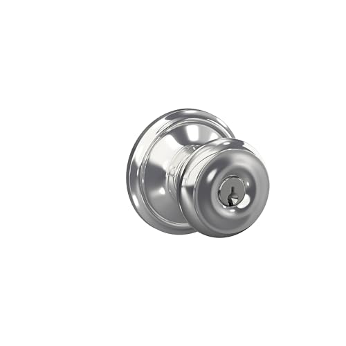 SCHLAGE Georgian Keyed Entry Door Knob, Interior/Exterior, Bright Chrome - image 2