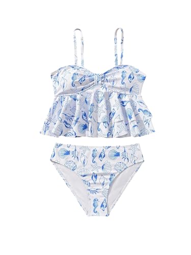 SHENHE Girl's Tankini Swimsuit 2 Piece Tiered Ruffle Flounce Beach Bathing Suits Swimwear