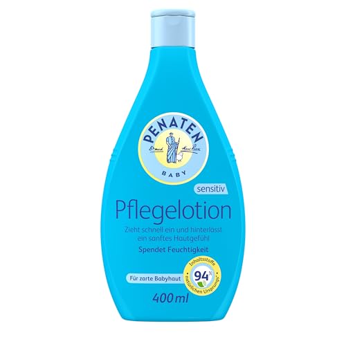 PENATEN Pflegelotion 400 ml, sanfte und schnell einziehende Baby Bodylotion in recycelbarer Flasche, spendet der Haut wichtige Feuchtigkeit und ein angenehmes Hautgefühl, für Neugeborene entwickelt 1