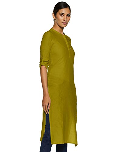 Image of Aurelia Womens Mandarin Collar Solid Kurta