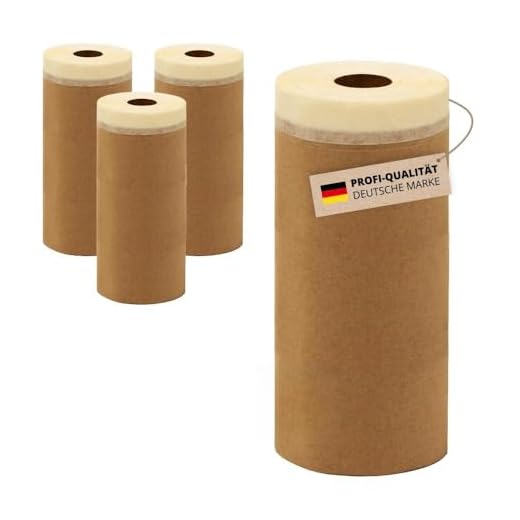 4x Malerkrepp Papier-Masker 300mm x 25m Papier-Abdeckfolie mit Selbstklebestreifen (4x 300mm x 25m)