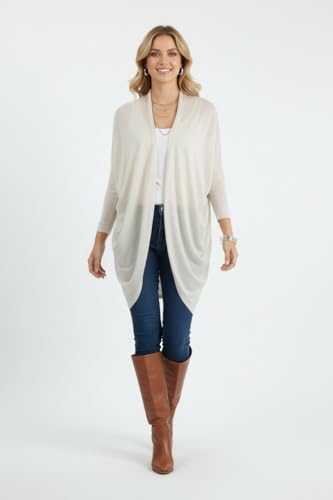 Image of ToBeInStyle Womens Open Front Long Sleeve Lightweight Asymmetrical Draped Cardigan with Side Pockets