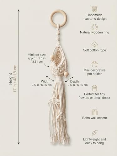 Image of JH Gallery Macrame Wall Hanging Planter, Boho Hanging Flower Pot Holder for Living Room, Bedroom and Office Decor, Decorative Flower Pot Holder for Indoor, Outdoor and Home Decor