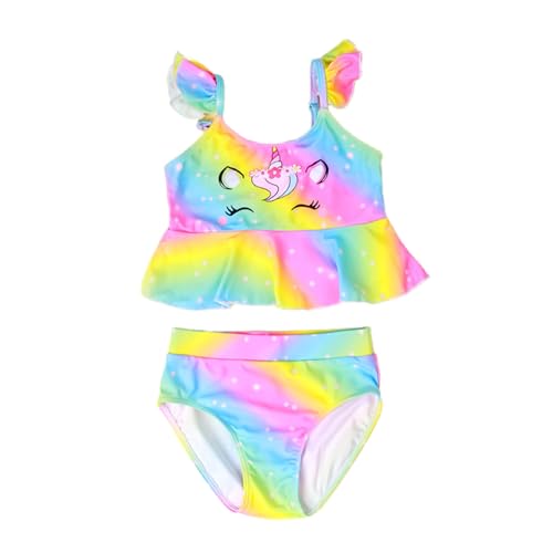 Image of DXTON Toddler Girls Swimsuit Mermaid Tankini Set 2-Piece Swimming Bathing Suit Beach Sport 3-10 Years